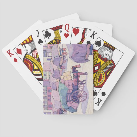 干し草のカート、カンバーランドの市場(キャンバスの油) トランプ (裏面)