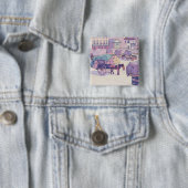 干し草のカート、カンバーランドの市場(キャンバスの油) 缶バッジ (インサイチュ)