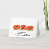 干し草のハロウィーンカードに3つの幸せなカボチャ カード (裏面)