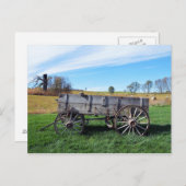 干し草の畑の古い農園ワゴン ポストカード (正面/裏面)