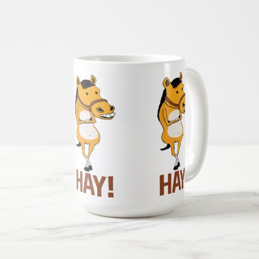 干し草を言うために落ちるおもしろいな馬 コーヒーマグカップ (正面右)