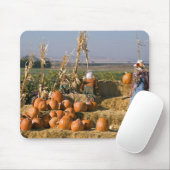 干し草ベールおよびかかしが付いているカボチャ表示 マウスパッド (マウス)
