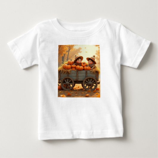 干し草ワゴンの乗車体験 ベビーTシャツ (正面)