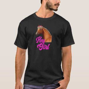 干し草女子 馬乗り レース 馬術 女子 スポーツ Tシャツ