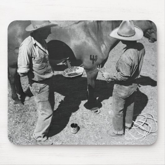 干し草用フォークのブランドのブランディングの馬 マウスパッド (正面)