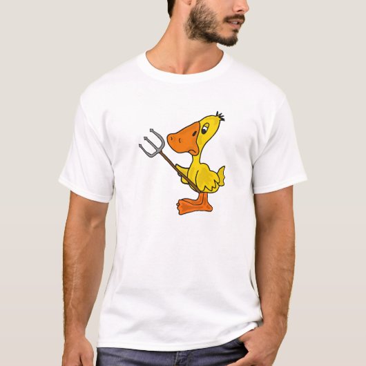 干し草用フォークのTシャツを持つBRのアヒル Tシャツ (正面)