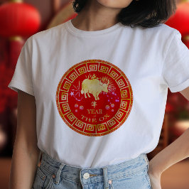 干支の丑 赤/金 ID542 Tシャツ