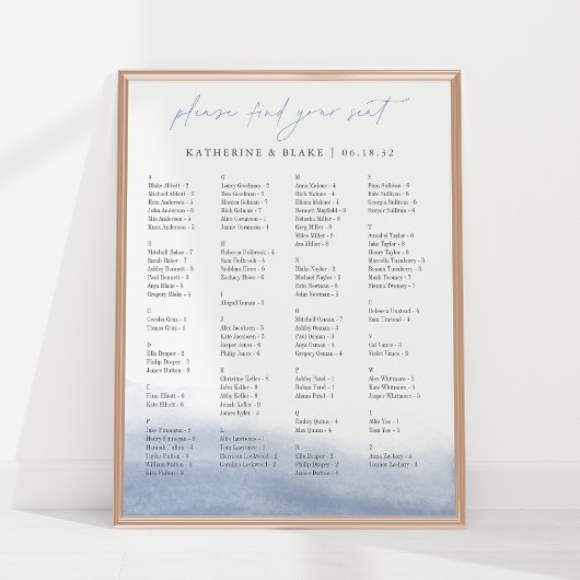 干潮のアルファベット順の座席表 ポスター