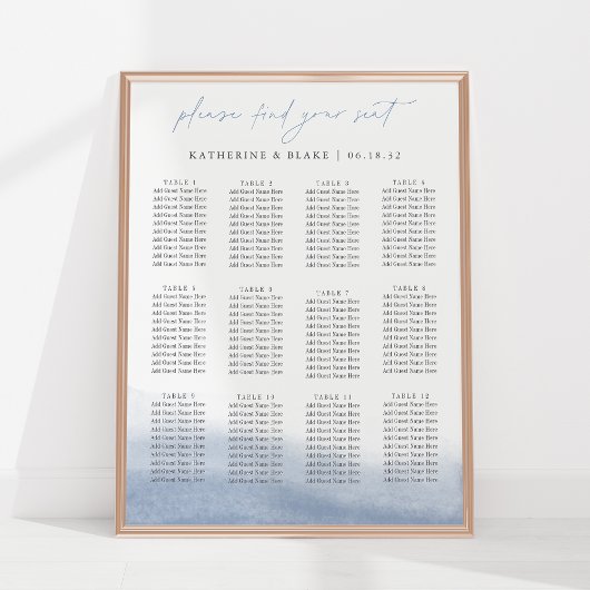 干潮のシーティングチャート – 最大12テーブル ポスター