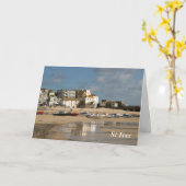 干潮のボート、St Ives港 カード (黄色い花)