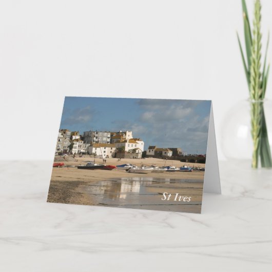 干潮のボート、St Ives港 カード (正面)