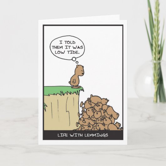 干潮時のレミングス – 半焼いた漫画 サンキューカード (正面)