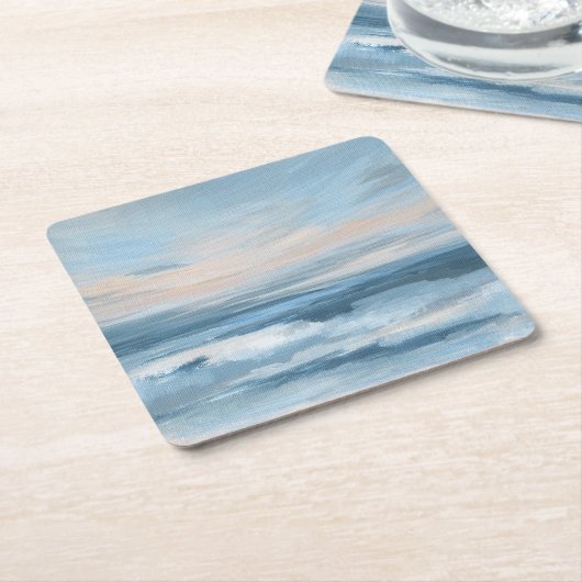 干潮時 – 抽象芸術シーケ絵を描ープ スクエアペーパーコースター (アングル)
