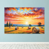 干絵を描草の葉の付いた畑 キャンバスプリント (インサイチュ (ウッドフロア))