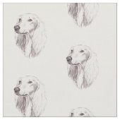 干頭犬アート生地 ファブリック (クローズアップ)