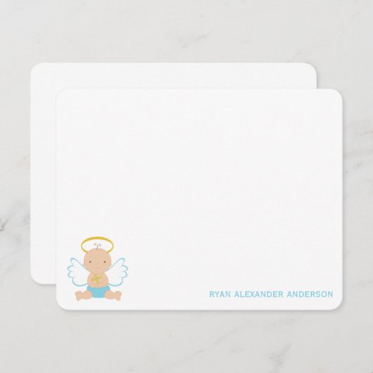 平たい箱に洗礼を施しているベビーはノート感謝していしています 招待状 (正面/裏面)