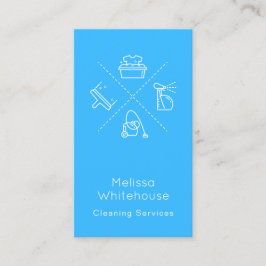 平らでお洒落でモダンなクリーニングのサービス業カード 名刺