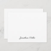 平らなカスタムでエレガントな手書きの原稿の文字のシンプル ノートカード (正面/裏面)