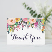 平らなカラフルな花のベビーシャワーのサンキューカード サンキューカード (スタンド正面)