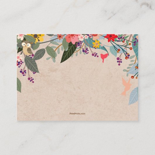 平らなカードをつける森林妖精の空白のなテーブル プレイスカード (裏面)