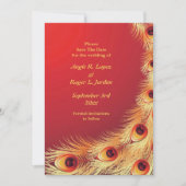 平らなカードを結婚している日付の孔雀を救って下さい セーブザデート (正面)