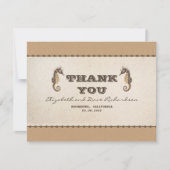 平らなカードを結婚している航海のなタツノオトシゴありがとう サンキューカード (正面)