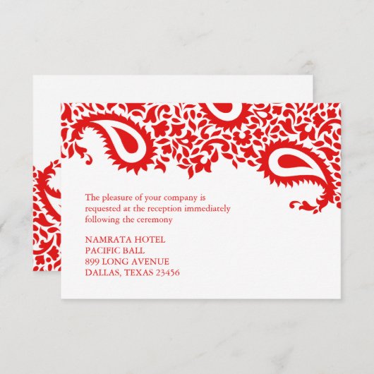 平らなカードを結婚する披露宴のペイズリーのインドのスタイル 招待状 (正面/裏面)