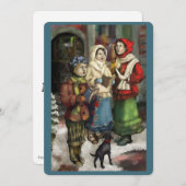 平らなカードを絵を描いているDickensianのクリスマスの聖歌隊 シーズンカード (正面/裏面)