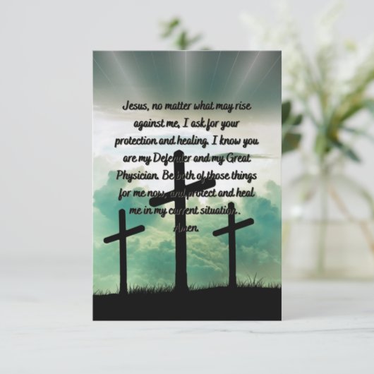 平らなグリーティングカードを癒すための毎日の祈りの言葉 カード (スタンド正面)