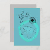 平らなサンキューカード、あなたより馬、ターコイズ サンキューカード (正面/裏面)