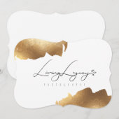 平らなサンキューカード|の金ゴールドのブラシのミニマリスト サンキューカード (正面/裏面)