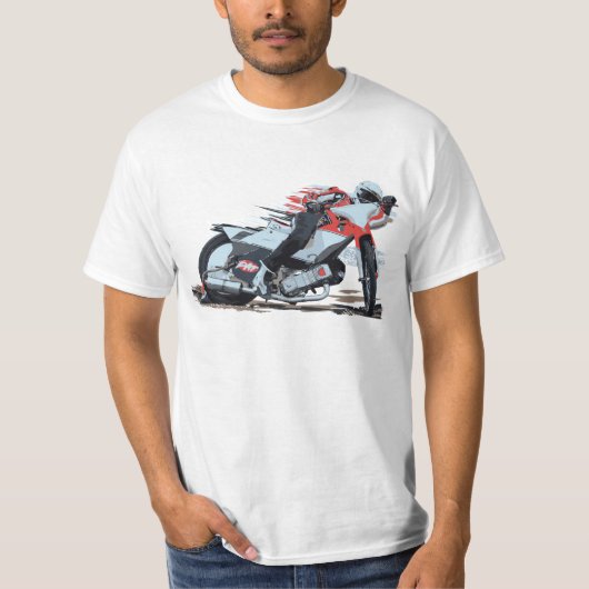 平らなトラック及び高速自動車道路のオートバイ競争#5 Tシャツ (正面)