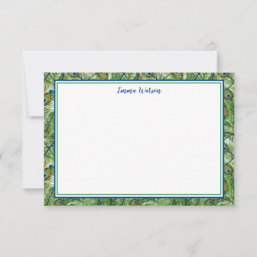 平らなノートのカード孔雀の羽 ノートカード (正面)