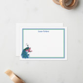 平らなノートのカード孔雀 ノートカード (正面/裏面インサイチュ)