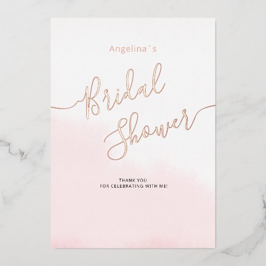 平らなホイルのウェディングシャワー感謝カード 箔招待状 (正面)