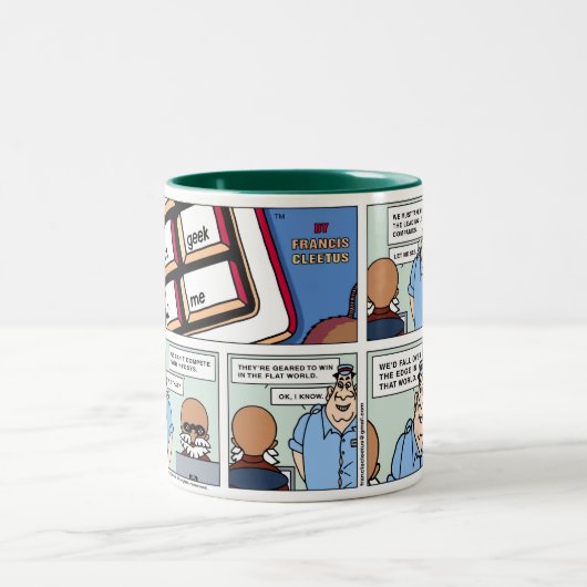 平らな世界の勝利! ツートーンマグカップ (中央)