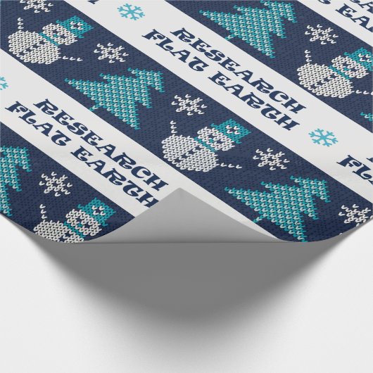 平らな地球のクリスマスのギフトの包装紙v.2を研究して下さい ラッピングペーパー (角)