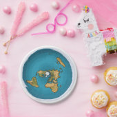 平らな地球の地図 ペーパープレート (パーティー)