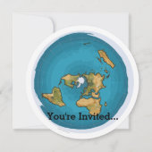 平らな地球の地図 招待状 (正面)