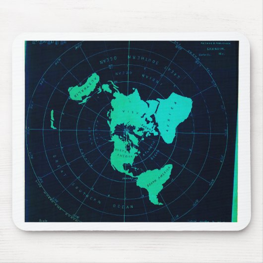 平らな地球の地図(等距離方位図法) マウスパッド (正面)
