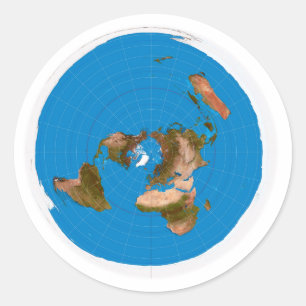 平らな地球の地図-等距離方位図法 ラウンドシール