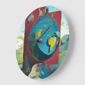平らな地球。モダン術 ラージ壁時計 (傾斜)