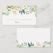 平らな座席表を結婚する金ゴールドおよび白い花 プレイスカード (正面/裏面)