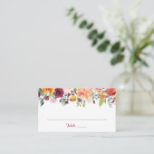 平らな座席表、オレンジピンクを結婚する秋の花 プレイスカード (スタンド正面)