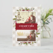 平らな最も暖かい願いの冬の緑の草木2の写真 シーズンカード (スタンド正面)