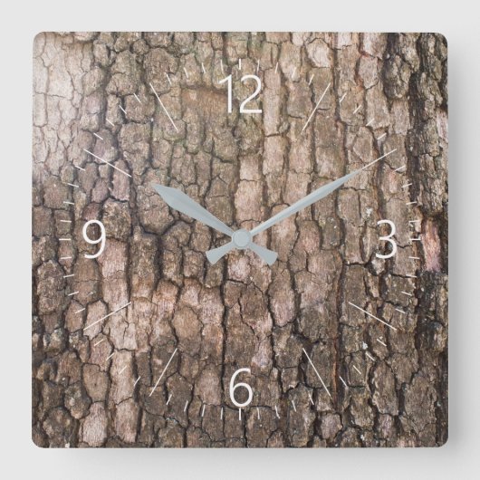 平らな木の吠え声 スクエア壁時計 (正面)