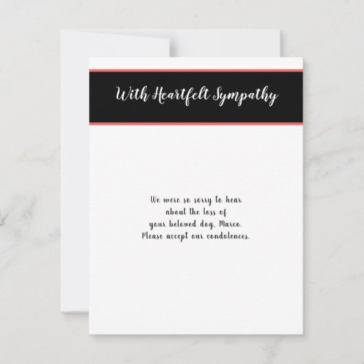 平らな毛皮で覆われた飼い犬猫の悔やみや弔慰の心配のハートの足 カード (裏面)