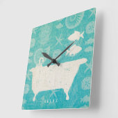 平らな沿岸芸術|の浴槽 スクエア壁時計 (傾斜)