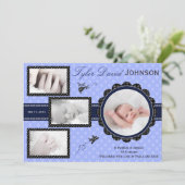 平らな男の赤ちゃんの写真の誕生の発表 案内状