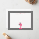 平らなNotecard -ピンク及び黒いFascinator ノートカード (正面/裏面インサイチュ)